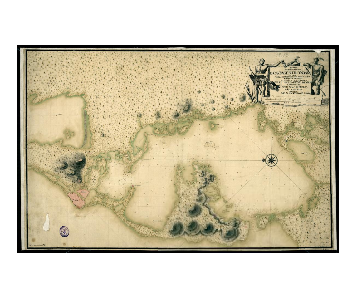 Antique map of Cartagena, Colombia, near the site of the San José shipwreck